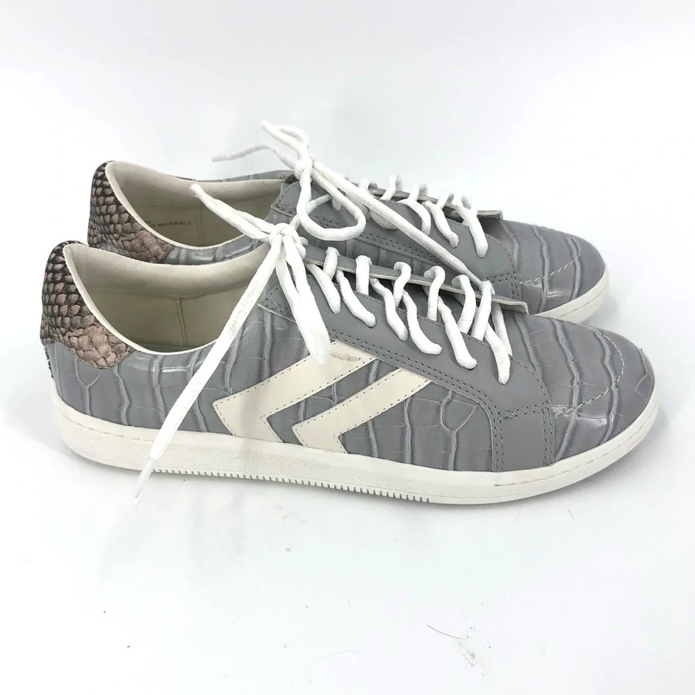 Dolce Vita Neo Sneakers Womens 7.5 Croc Snake Reptile Glitter Heel Shoes Skater